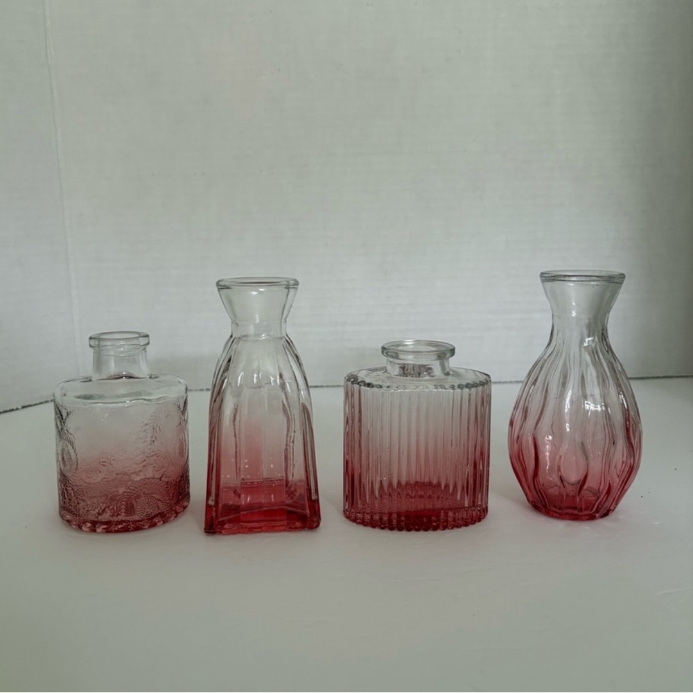 Elegant Pink Glass Vase Set